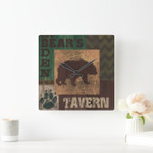 ロッジスタイルベア素朴クロック スクエア壁時計 (ホーム)