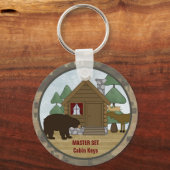 ロッジ素朴:カントリーキャビン鍵ズウィズベア キーホルダー (正面)