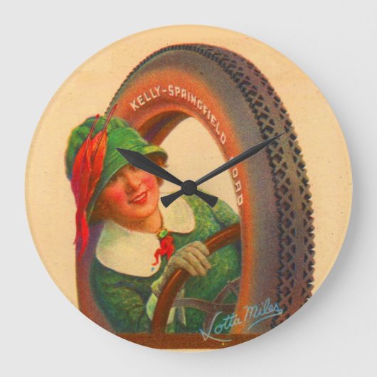 ロッタ·マイルズ1〜1920年代ケリー·スプリングフィールド·タイヤm ラージ壁時計 (正面)