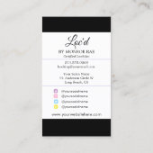 ロッチアンドロックスタイリスト美しいサロンオパール 名刺 (裏面)