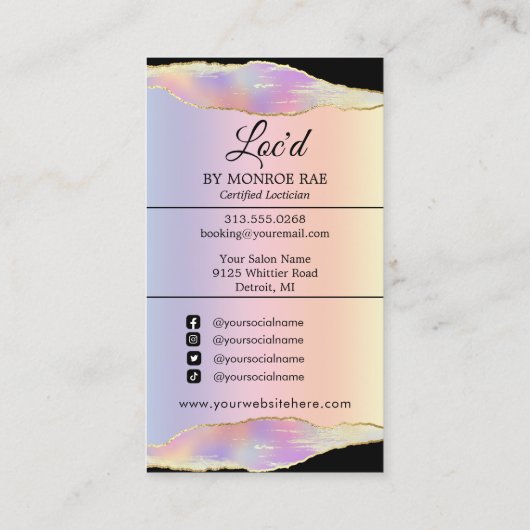 ロッチティアンドロックスタイリスト美しいサロンレインボーホロ  名刺 (裏面)