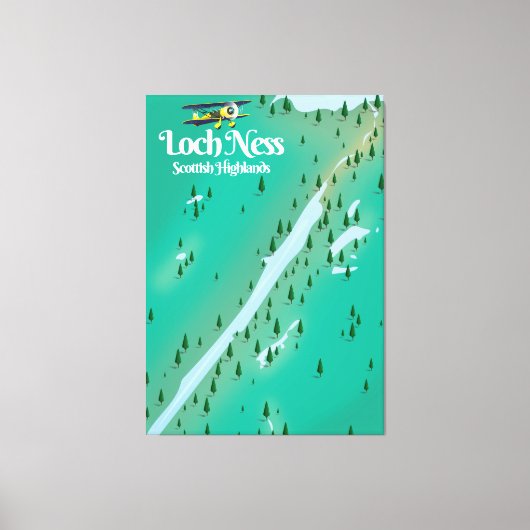 ロッチネススコットランド高地旅行マップ キャンバスプリント (正面)