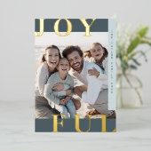 ロッティブルーフォイル喜び家族の写真クリスマス 箔シーズンカード (立ち正面)
