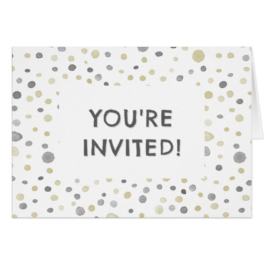 ロッティ紙吹雪水彩ドット誕生日招待状 (正面横)