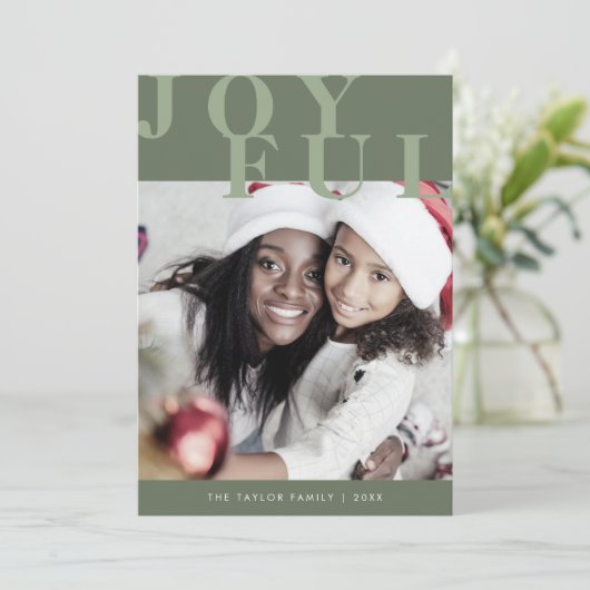 ロッティ緑の家族の写真シンプルクリスマス シーズンカード (スタンド正面)