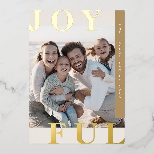 ロッティ金箔の喜び家族の写真クリスマス 箔シーズンカード (正面)