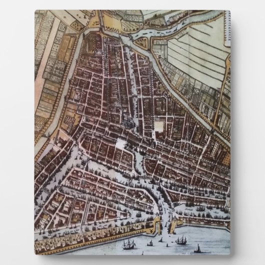 ロッテルダムの1652年の市地図の複製 フォトプラーク (正面)