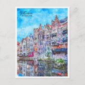 ロッテルダムオランダのヴィンテージ旅行水の色 ポストカード (正面)