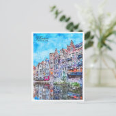 ロッテルダムオランダのヴィンテージ旅行水の色 ポストカード (スタンド正面)