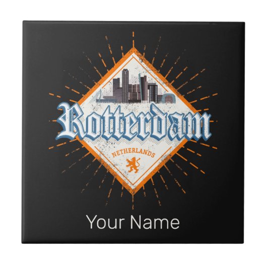 ロッテルダムシティオランダスカイラインオランダヴィンテージ タイル (正面)