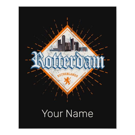 ロッテルダムシティオランダスカイラインオランダヴィンテージ ポスター (正面)