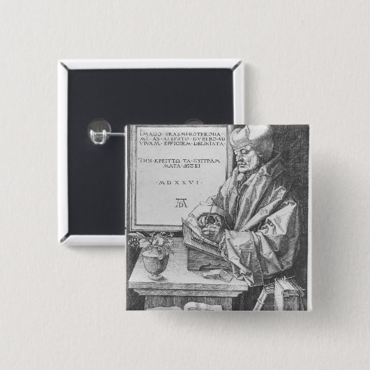 ロッテルダム1526年のデジデリウス・エラスムス 缶バッジ (正面&裏面)
