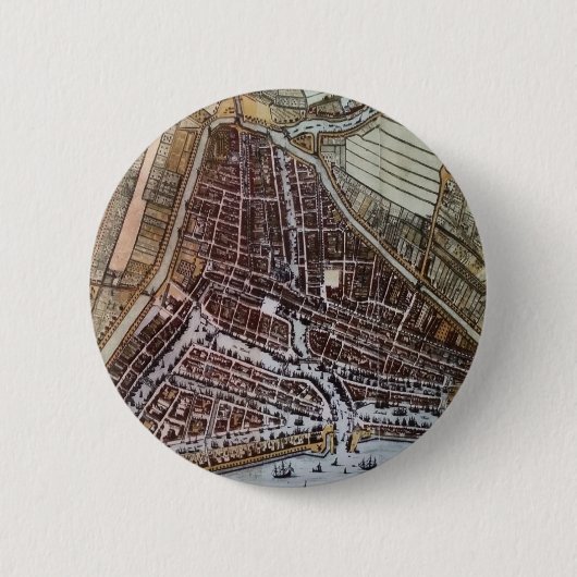 ロッテルダム1652のレプリカ市地図 缶バッジ (正面)