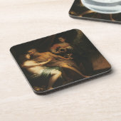 ロットおよび彼の娘(キャンバスの油) 3 コースター (左側)