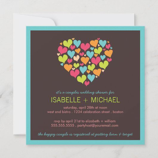 ロットハートカップルウェディングシャワー招待状 招待状 (正面)