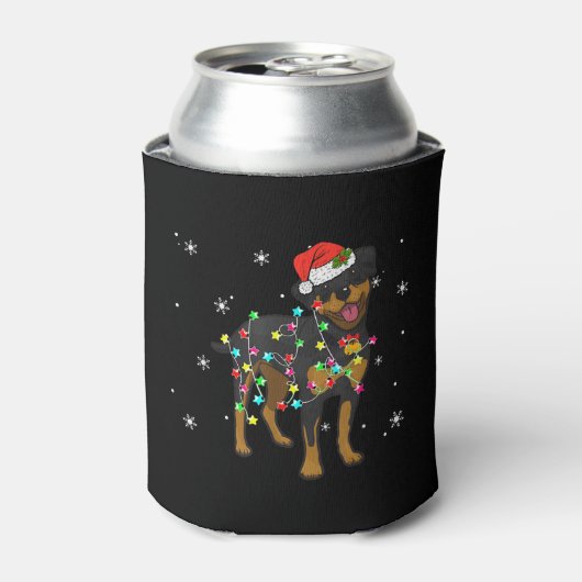 ロットワイラーおもしろいクリスマスライトドッグパパドッグ母恋人 缶クーラー (缶正面)