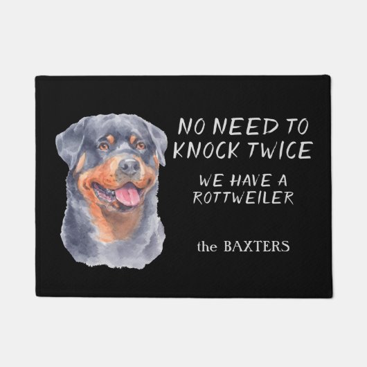 ロットワイラーおもしろい2回打つ必要なし ドアマット (正面)