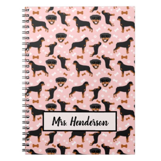 ロットワイラーかわいいロティーズ犬の柄のノート ノートブック (正面)