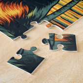 ロットワイラーとサングラスアットザビーチ ジグソーパズル (側面)