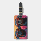 ロットワイラーとハートバラバレンタインデー ラゲッジタグ (正面縦)