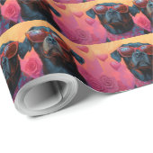 ロットワイラーとハートバラバレンタインデー ラッピングペーパー (ロールコーナー)