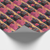 ロットワイラーとハートバラバレンタインデー ラッピングペーパー (角)