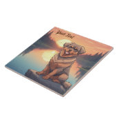 ロットワイラーと湖 タイル (側面)