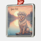 ロットワイラーと湖 メタルオーナメント (左)