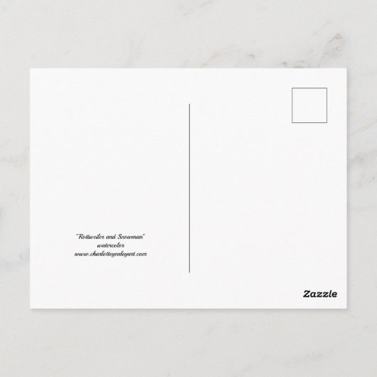 ロットワイラーと雪だるまドッグアートポストカード ポストカード (裏面)