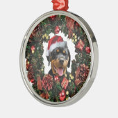 ロットワイラーのクリスマスのオーナメント メタルオーナメント (左)