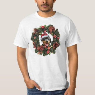 ロットワイラーのクリスマスのワイシャツ Tシャツ