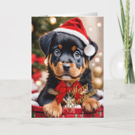 ロットワイラーのクリスマスの子犬 シーズンカード