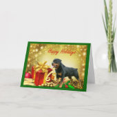 ロットワイラーのクリスマスカードのギフト シーズンカード (正面)