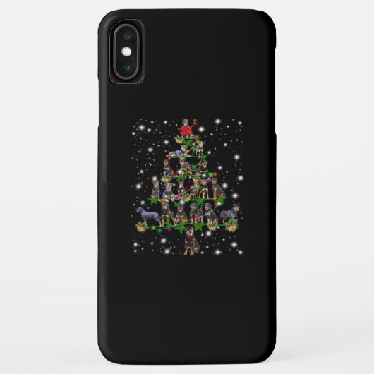 ロットワイラーのクリスマスツリーが懐中電灯で覆われる Case-Mate iPhoneケース (裏面)