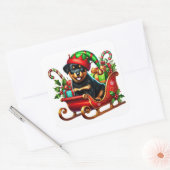 ロットワイラーのクリスマスプレゼントそり スクエアシール (封筒)