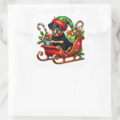 ロットワイラーのクリスマスプレゼントそり スクエアシール (バッグ)