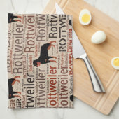 ロットワイラーのシルエットおよび単語の芸術パターン キッチンタオル (四つ折り)