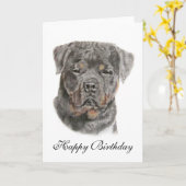 ロットワイラーのハッピーバースデーカード カード (黄色い花)