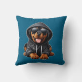 ロットワイラーのワンちゃんフード付きスウェットシャツ クッション (裏面)