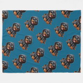 ロットワイラーのワンちゃんフード付きスウェットシャツ フリースブランケット (正面(横))