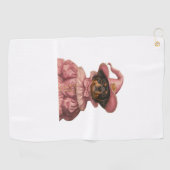 ロットワイラーの子犬がピンクの魔女に扮 – かわいいハ ゴルフタオル (横)