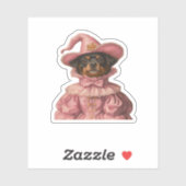 ロットワイラーの子犬がピンクの魔女に扮 – かわいいハ シール (シート)