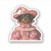 ロットワイラーの子犬がピンクの魔女に扮 – かわいいハ シール (正面)