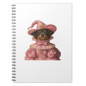 ロットワイラーの子犬がピンクの魔女に扮 – かわいいハ ノートブック (正面)