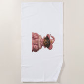 ロットワイラーの子犬がピンクの魔女に扮 – かわいいハ ビーチタオル (正面)