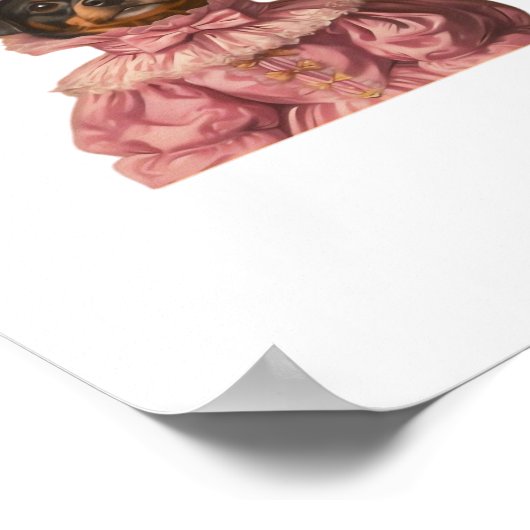 ロットワイラーの子犬がピンクの魔女に扮 – かわいいハ ポスター (角)