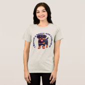 ロットワイラーの子犬にキスをした トライブレンドTシャツ (正面全面)