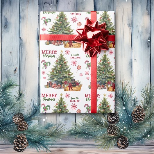 ロットワイラーの子犬のバスケットの下 ラッピングペーパー