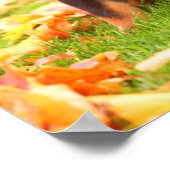 ロットワイラーの子犬の座って紅葉 ポスター (角)