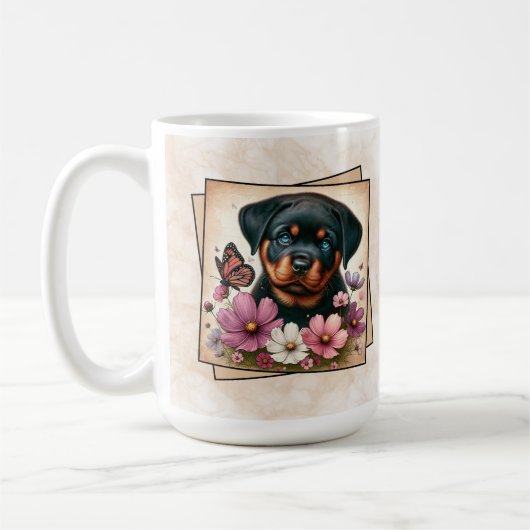 ロットワイラーの子犬 コーヒーマグカップ (左)